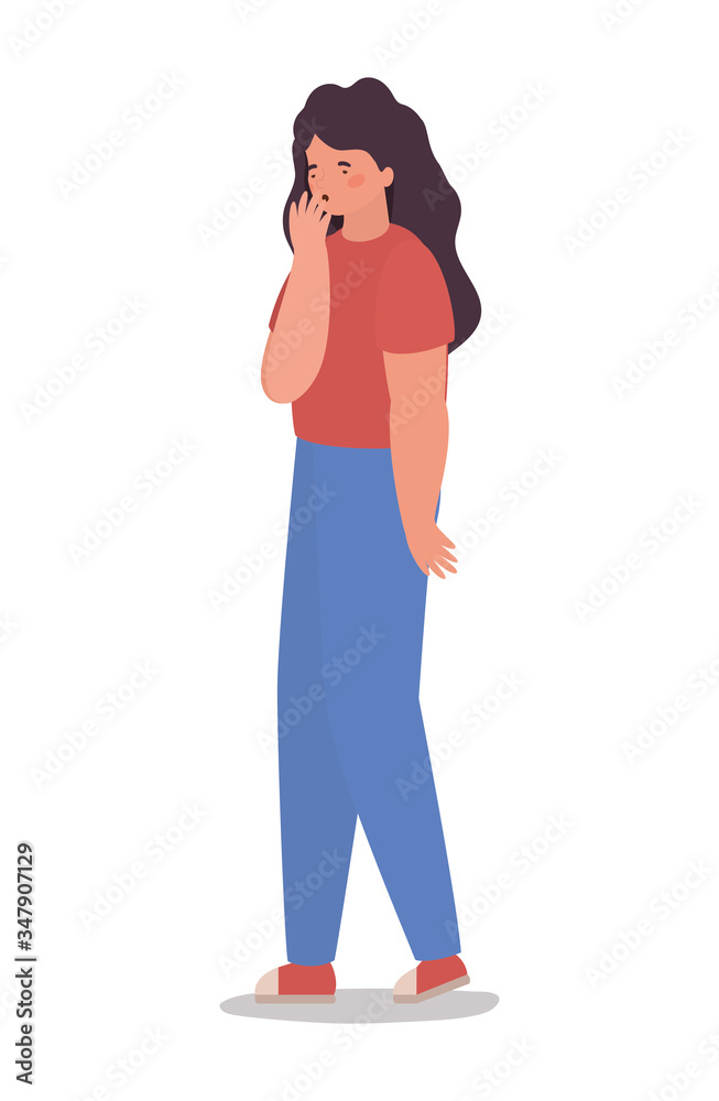 Girl avatar with dry cough vector design Girl avatar with dry cough vector design