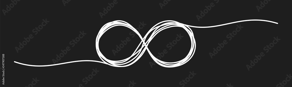 Infinity symbol scribble on black background