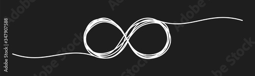 Infinity symbol scribble on black background