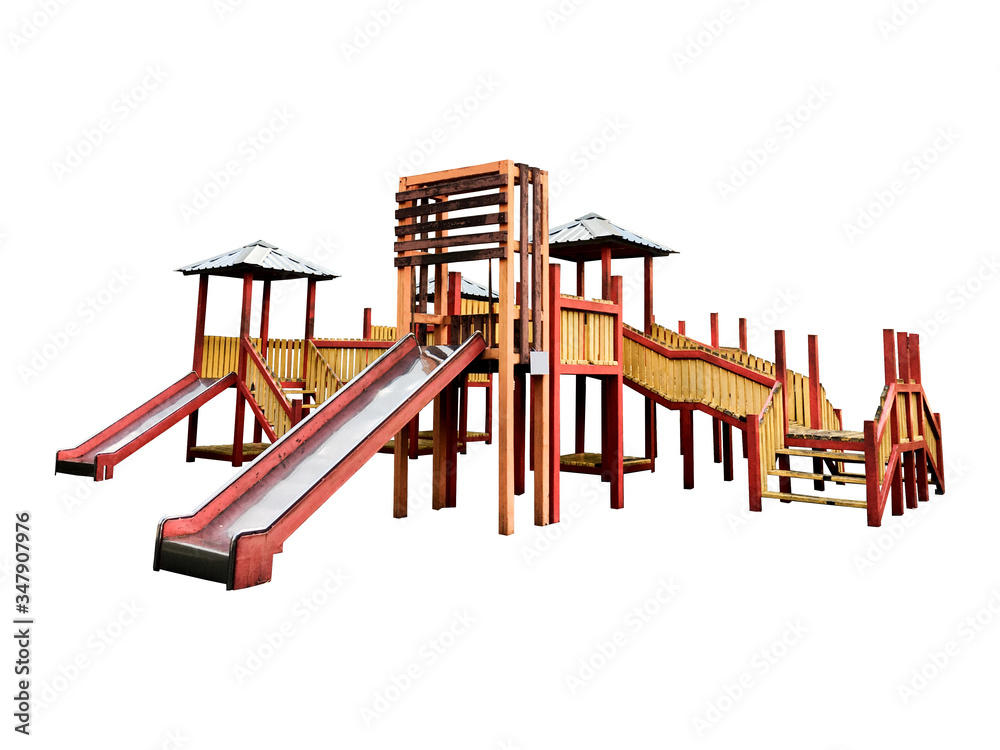 Isolated wooden playground with clipping paths. Isolated wooden playground with clipping paths.
