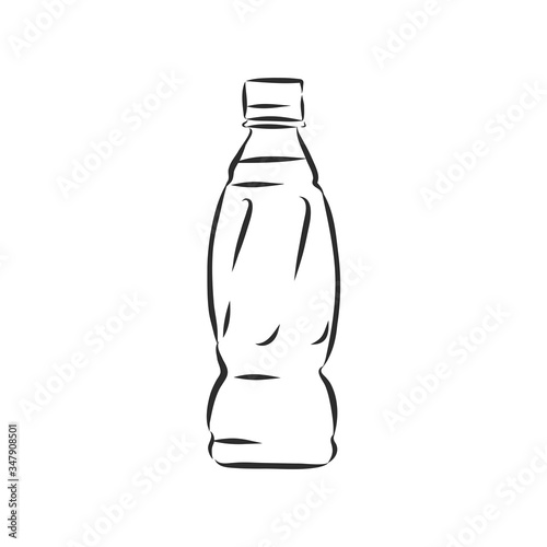 Vector Single Sketch Plastic Bottle of Water. plastic bottle, container, vector sketch illustration