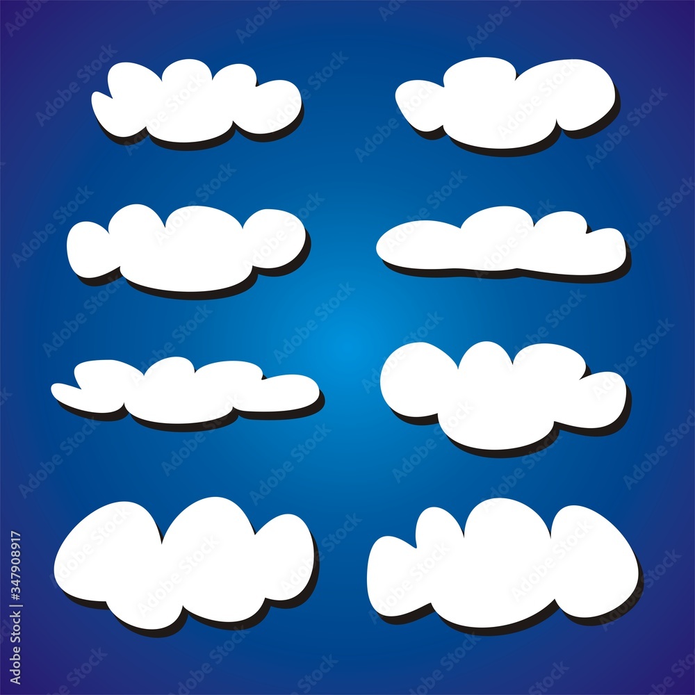 White clouds on blue sky background vector set White clouds on blue sky background vector set