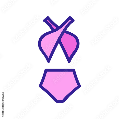 high waist swimwear and cross bodice icon vector outline illustration