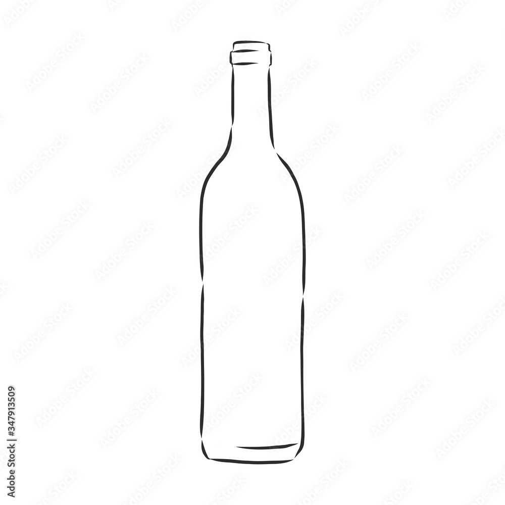 bottle, sketch style vector illustration isolated on white background. glass bottle, container, vector sketch illustration bottle, sketch style vector illustration isolated on white background. glass bottle, container, vector sketch illustration