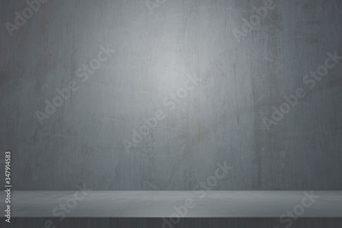 Fototapeta Naklejka Na Ścianę i Meble -  cement floor and wall backgrounds, shelf display products. 3d render