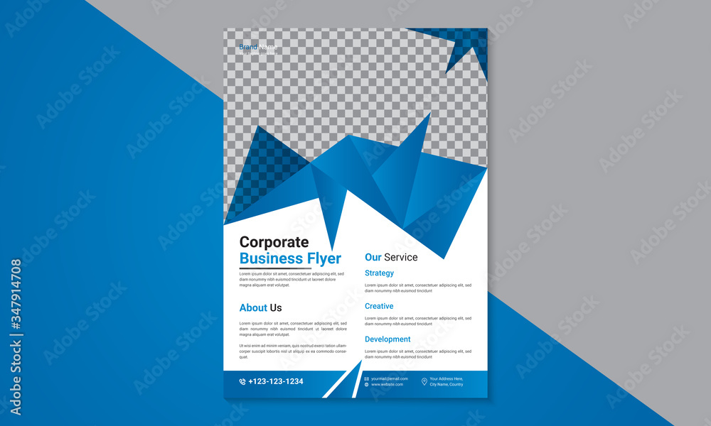Fototapeta premium Blue gradient brochure flyer design template, book cover template vector, layout in A4 size, Leaflet presentation template.
