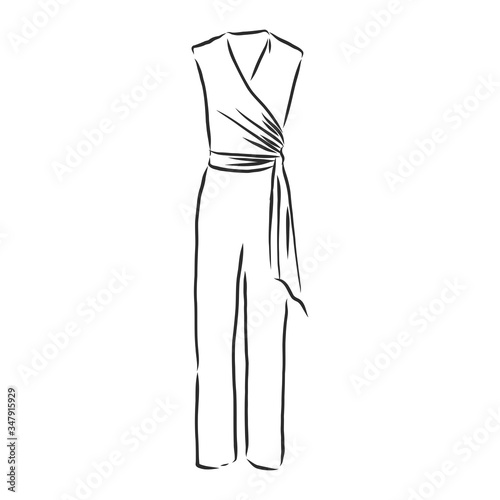 jumpsuit sketch. jumpsuit vector sketch illustration. clothes