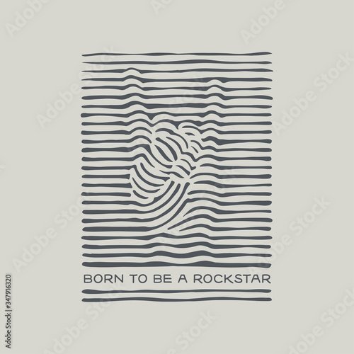 Born to be a rockstar rock gesture t-shirt design. Vector illustration.