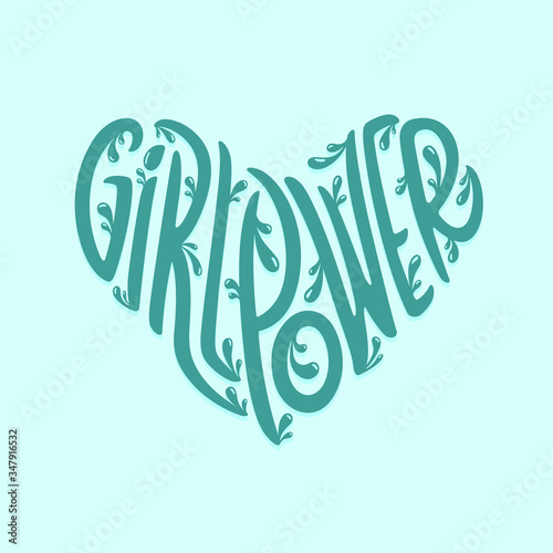 Girl Power heart shaped typography. Vector illustration.