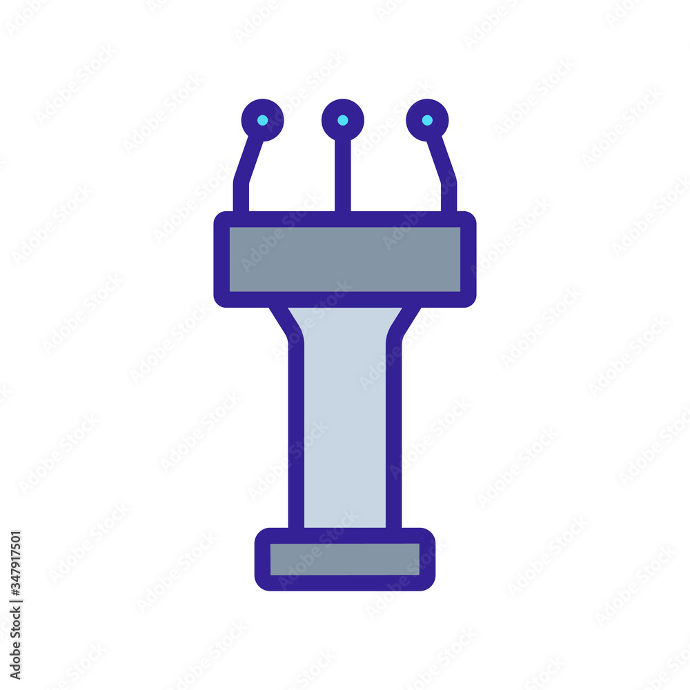 platform for people with three microphones icon vector. platform for people with three microphones sign. color symbol illustration