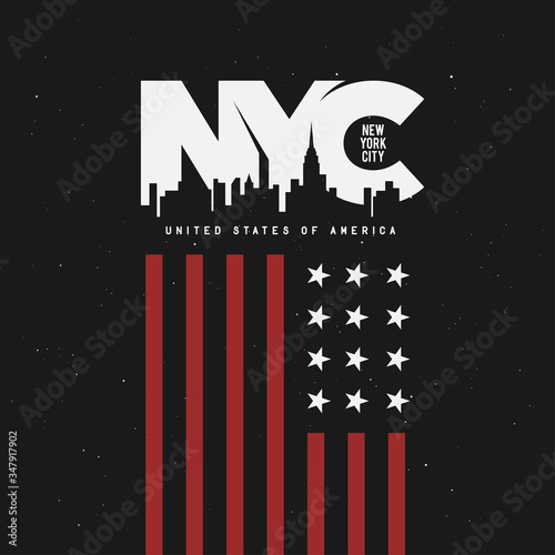New York city theme t-shirt graphics. Vector vintage illustration.