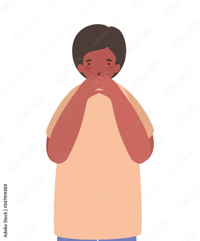 Isolated boy avatar with dry cough vector design Isolated boy avatar with dry cough vector design