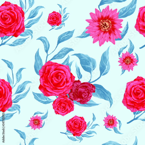 Elegant watercolor floral seamless pattern © Budi