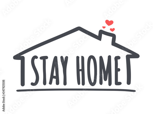 Stay home logo template. Quarantine, self isolation during global pandemic Coronavirus covid-19.