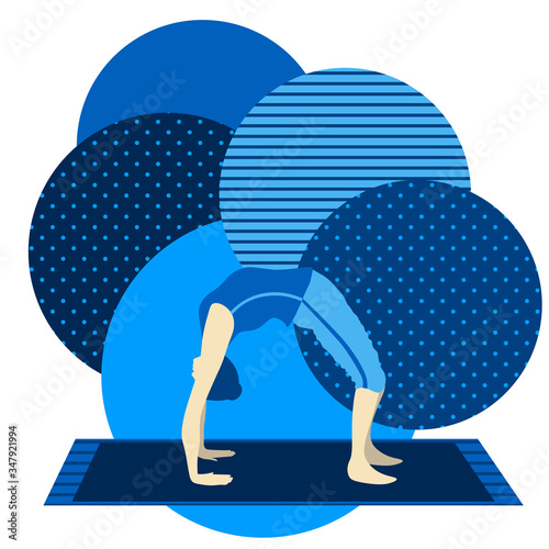colorful illustration with cute faceless gril doing bridge asana