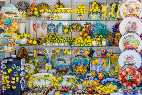 Hand painted ceramic products for sale in Ravello, Amalfi Coast, Italy