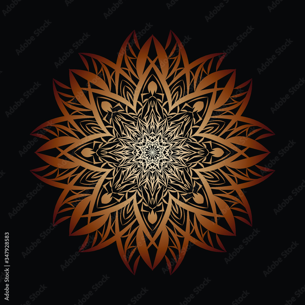Abstract floral Background with Golden Ornament Mandala Background

