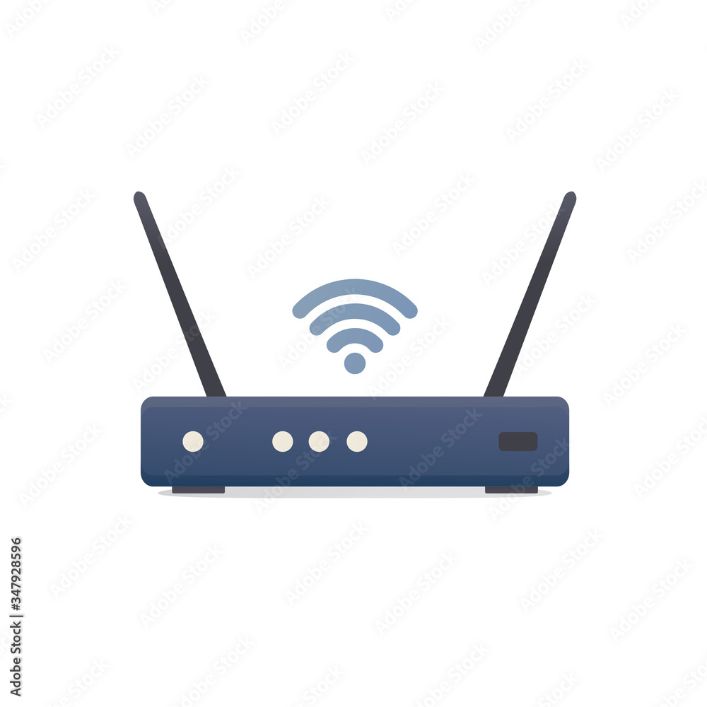 modem router device. wireless internet. flat vector illustration. isolated on white background - obrazy, fototapety, plakaty 