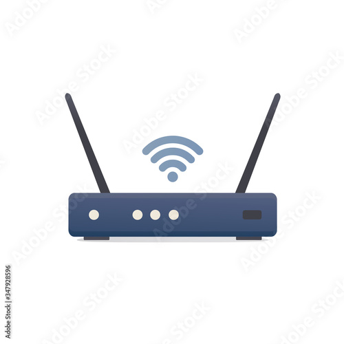 modem router device. wireless internet. flat vector illustration. isolated on white background photo