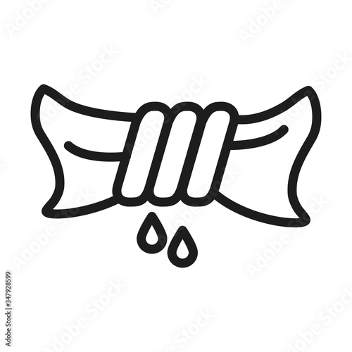 Textile care concept, wring symbol icon, line style