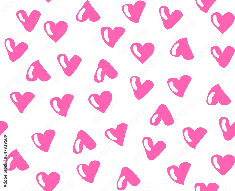 seamless background with decorative pink hearts 