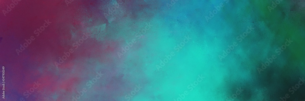 beautiful teal blue and light sea green colored vintage abstract painted background with space for text or image. can be used as horizontal background texture