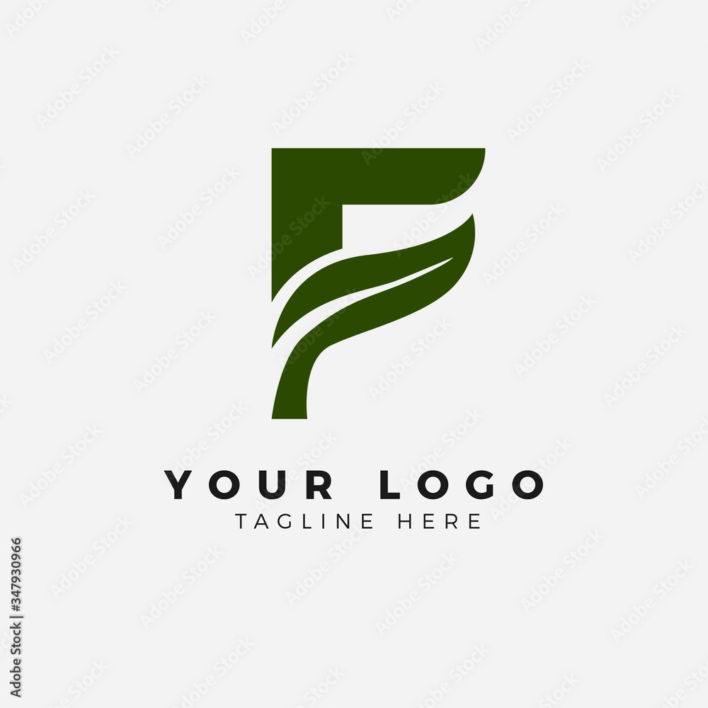 Fototapeta premium F Letter LOGO with leaf negative space logo simple and MODERN logo
