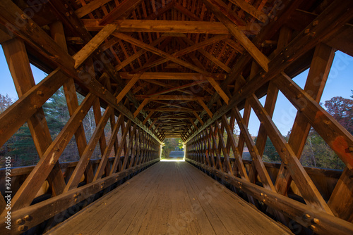 Old covered bridge in new england fall