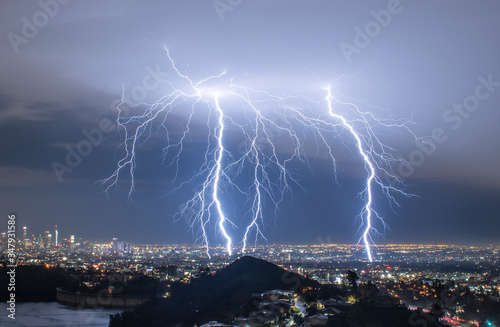 Lightning Striking The Miracle Mile Neighborhood in Los Angeles photo