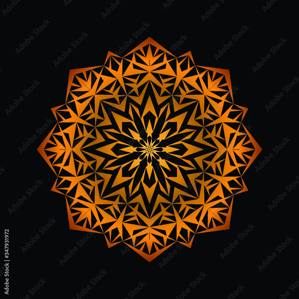 Abstract floral Background with Golden Ornament Mandala Background
