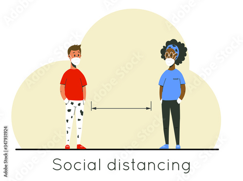 Young men, boys, maintain social distance to prevent the spread of the virus and the prevention of influenza.