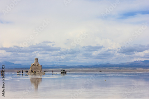 landscape of water mirror in salinas de uyuni