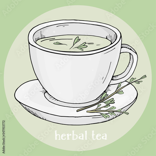 Hand-drawn Cup of herbal medicinal tea.