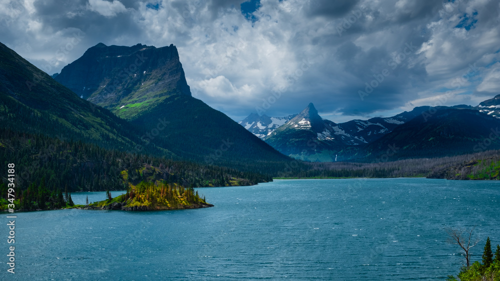 0000288_Drama ensues as storm clouds roll in over St. Mary Lake at Glacier National Park - Sun Point Trail_2516.