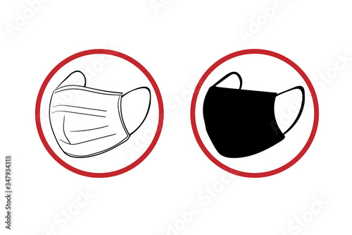 No face mask, no service. Novel Coronavirus COVID-19 or 2019-nCoV. Template for sign, background, banner, poster. Vector EPS10 illustration.