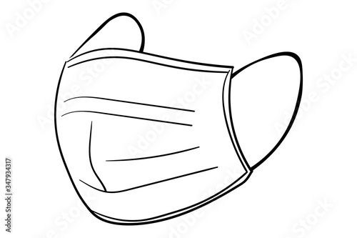 Hand drawn medical face mask. Novel Coronavirus COVID-19 or 2019-nCoV. Template for sign, background, banner, poster. Vector EPS10 illustration.