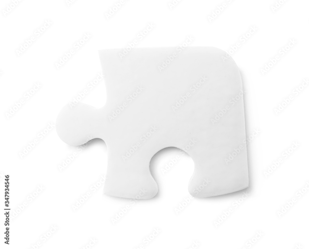 Blank puzzle piece isolated on white, top view Blank puzzle piece isolated on white, top view