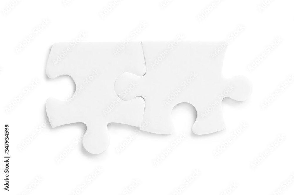 Blank puzzle pieces isolated on white, top view Blank puzzle pieces isolated on white, top view