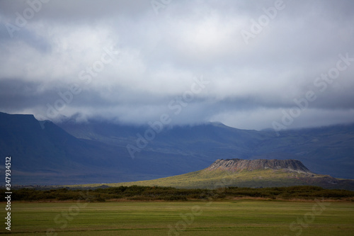 The volcanic crater Eldborg on the Snaefellsnes peninsula in Iceland photo