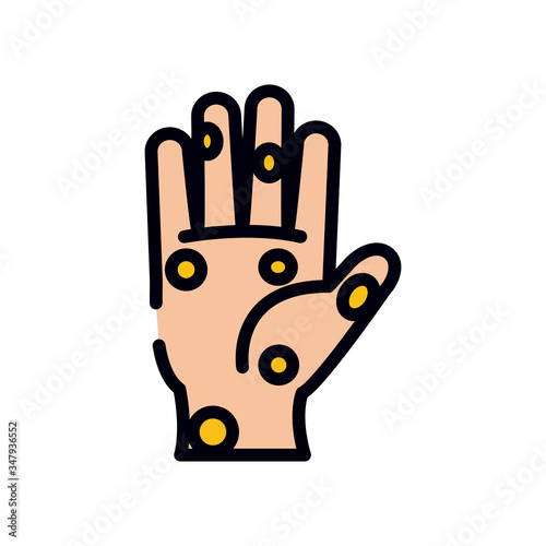 hand with germs icon, line and fill style