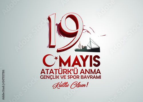 19 May Commemoration of Ataturk, Youth and Sports Day 101st year. (English: O Turkish Youth, 19 May Commemoration of Ataturk, Youth and Sports Day) photo