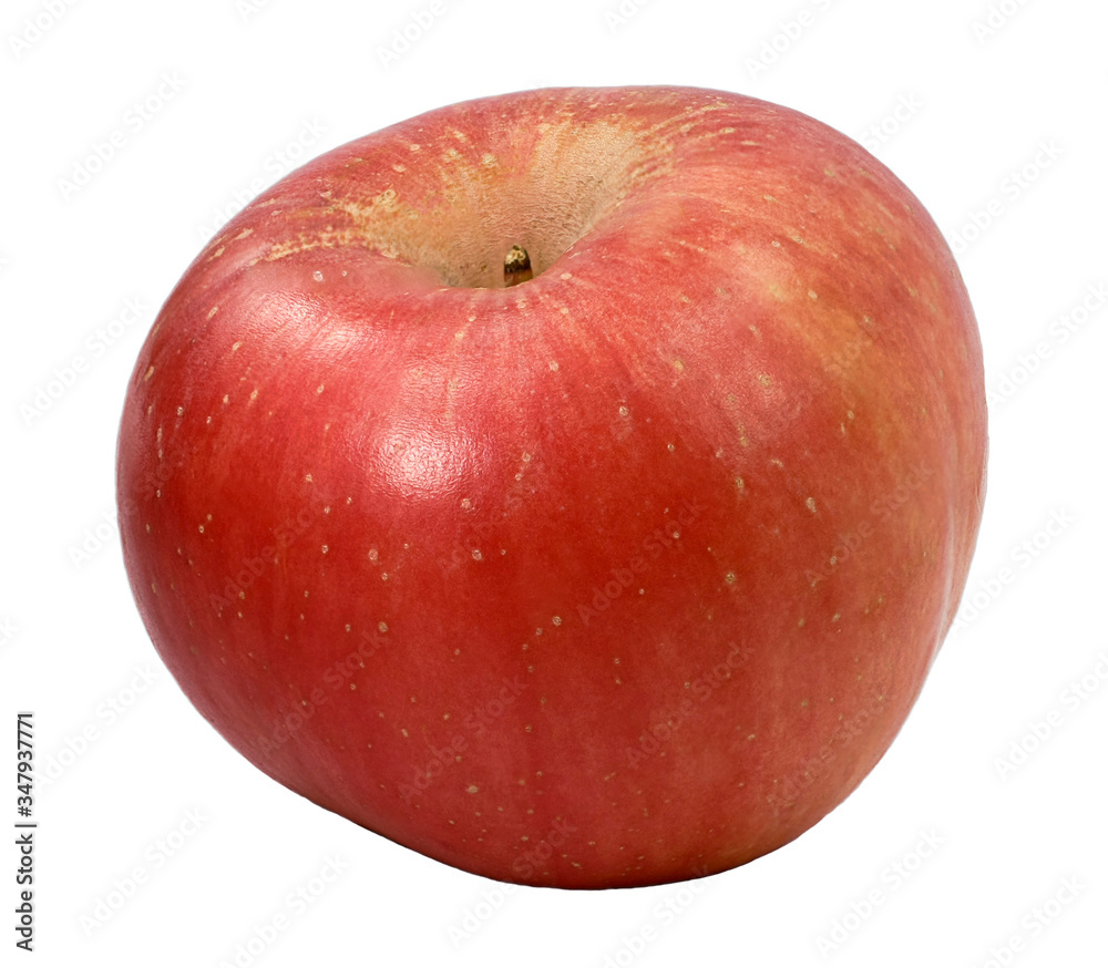 An apple on white background , isolated apple, close-up of red apple fruit. An apple on white background , isolated apple, close-up of red apple fruit.