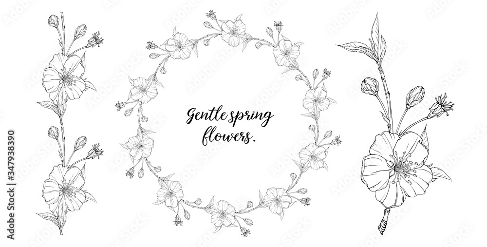 floral graphic composition with spring flowers floral graphic composition with spring flowers