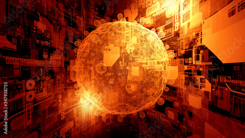 Картината върху платно Orange technology background