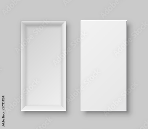 Realistic box two view isolated on grey background