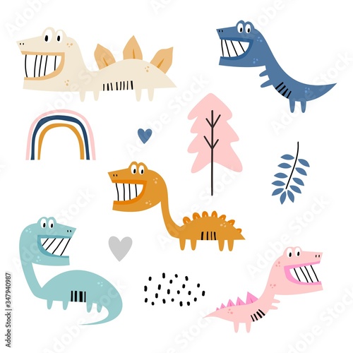 Dinosaur set characters ele...