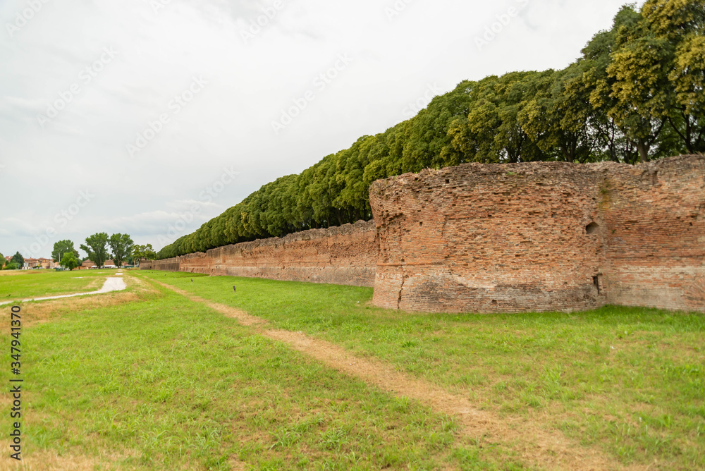 Ferrara city walls and bastions view Emilia Romagna Italy
