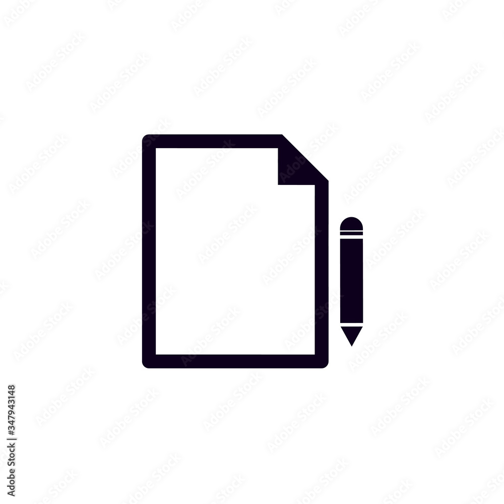 pencil and paper icon on white background. pencil and paper icon on white background.