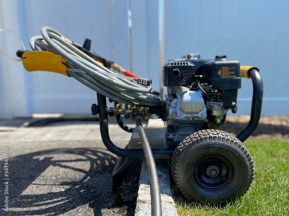 Fototapeta premium Side angle view of a power washer