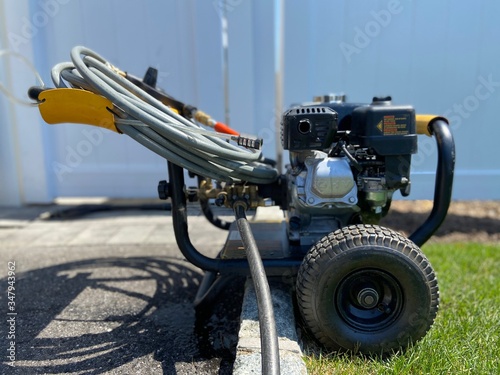 Side angle view of a power washer